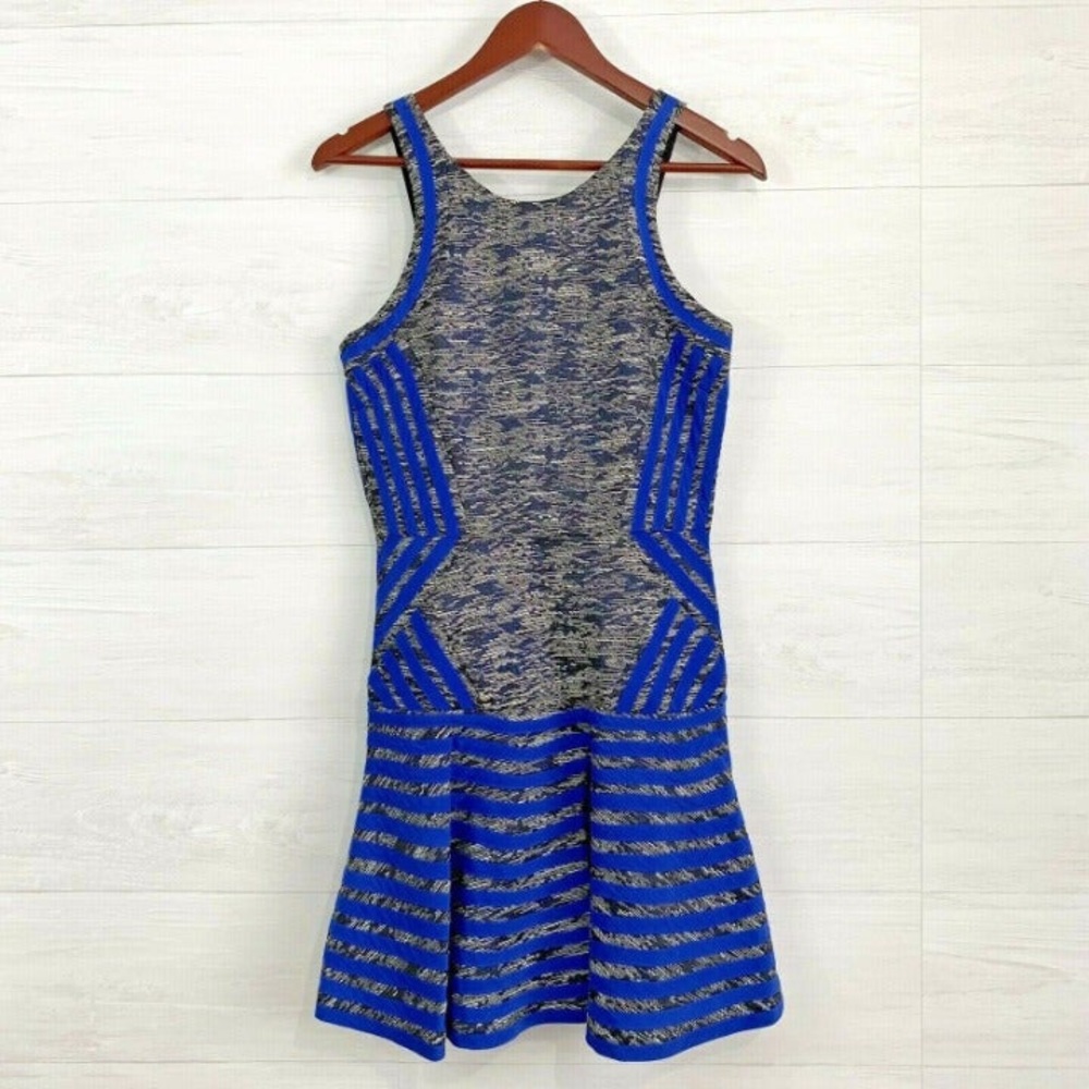 Parker Blue Metallic Twee Boucle Dress
